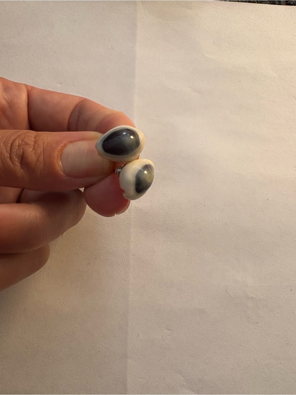 Handcrafted White and Gray Teardrop Shell Earrings